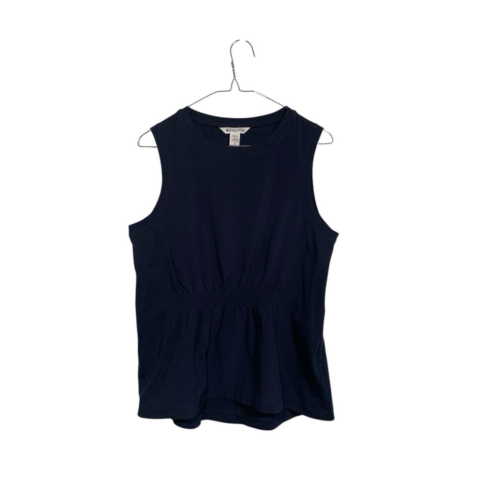 Athleta Navy Blue Sleeveless Ruched Waist Tank Top Womens Size‎ Small